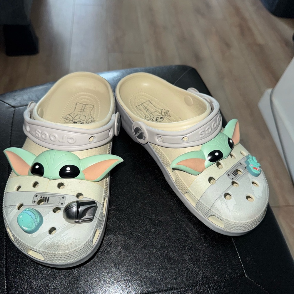 Crocs Kids' Cream and Green Clogs